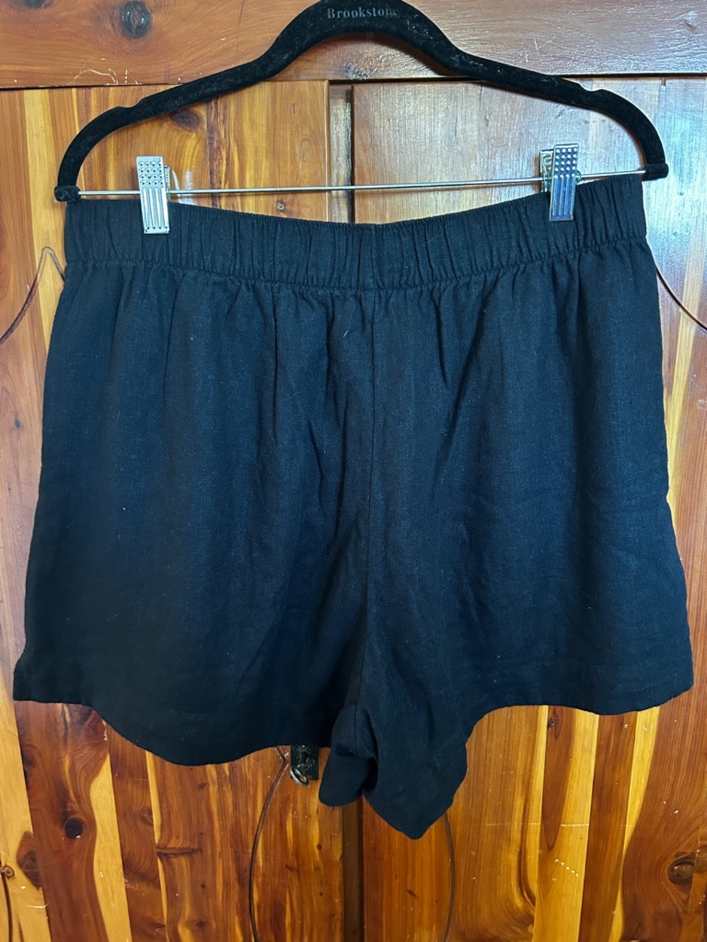 Abercrombie & Fitch Black High-Waist Elastic Linen-Blend Shorts